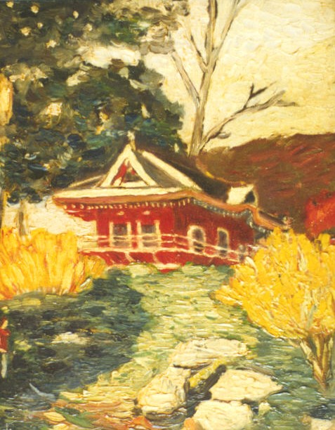 painting of old country house